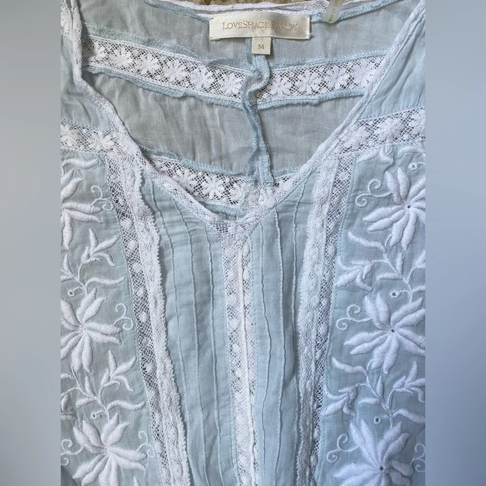 Loveshackfancy Light blue Mini Ruffled Dress | M - Picture 4 of 9